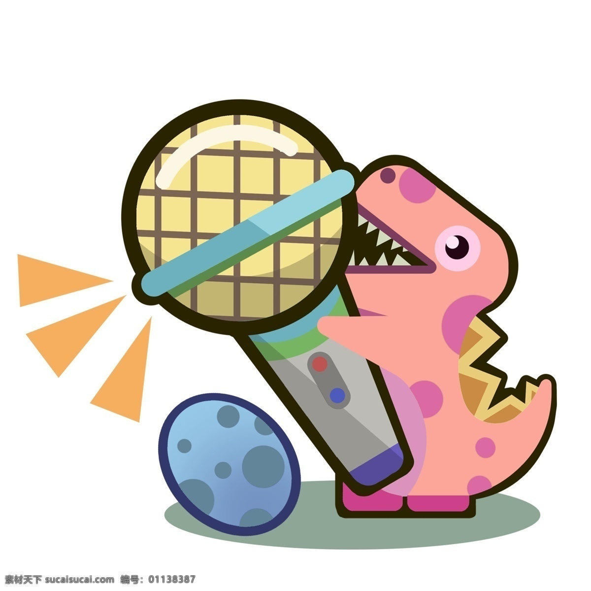 可爱 小 恐龙 麦克风 动物麦克风 麦克风插画 卡通 插画 黄色的麦克风 粉色恐龙 可爱的小恐龙