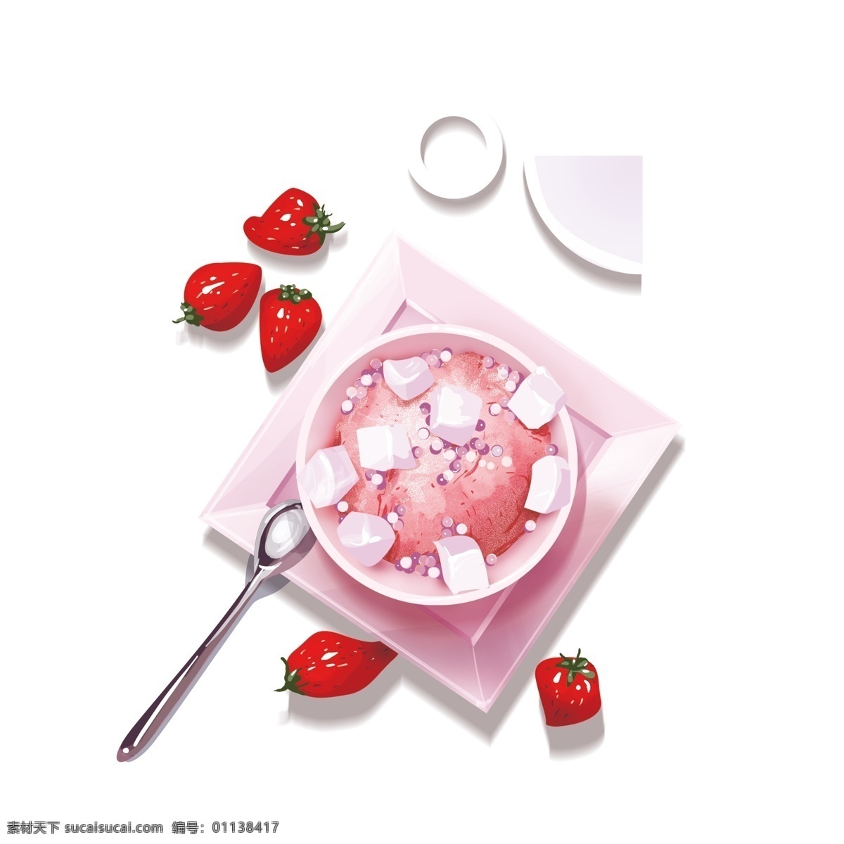 美味 草莓 冰淇淋 图案 元素 早餐 草莓冰淇淋 元素设计 简约 创意元素 免扣元素 夏日甜品