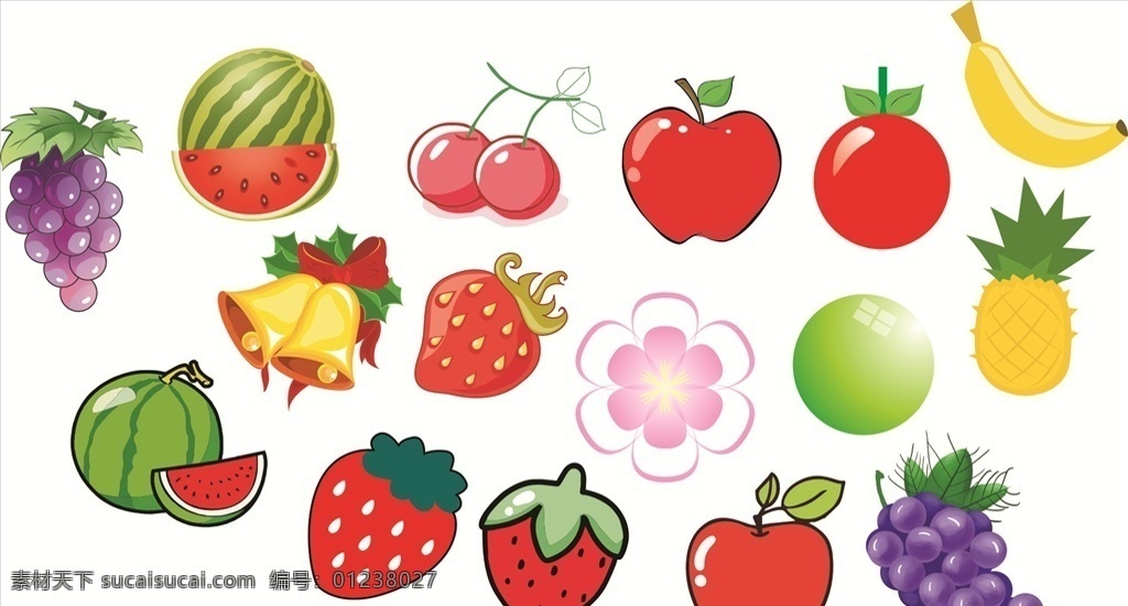 水果图片 苹果 草莓 铃铛 西瓜 葡萄 香蕉 菠萝 樱桃 花朵 水果 作品