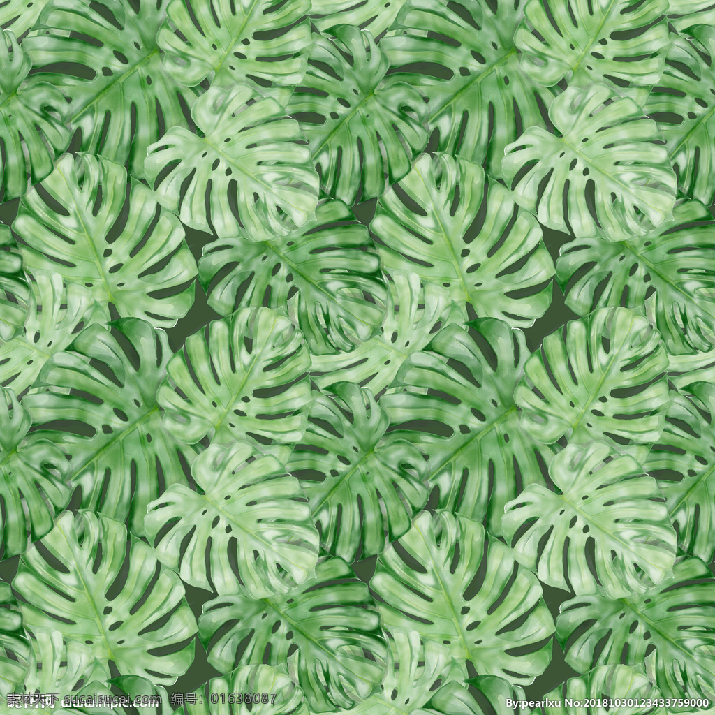 热带树叶 热带植物 服装 纺织 数码印花图案 绿树叶