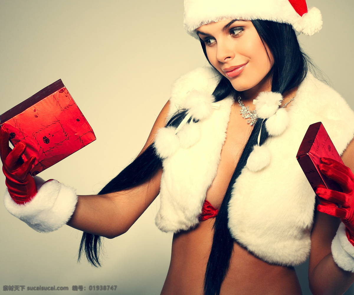 手 礼盒 圣诞 女郎 外国女性 女人 性感美女 圣诞节 节日素材 圣诞节女孩 圣诞女郎 礼物 美女图片 人物图片