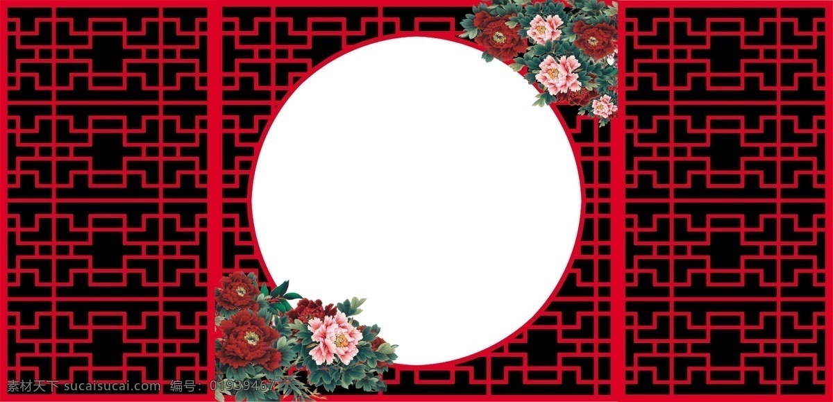 中式拱门 中式 古典 圆门 中国红 白色
