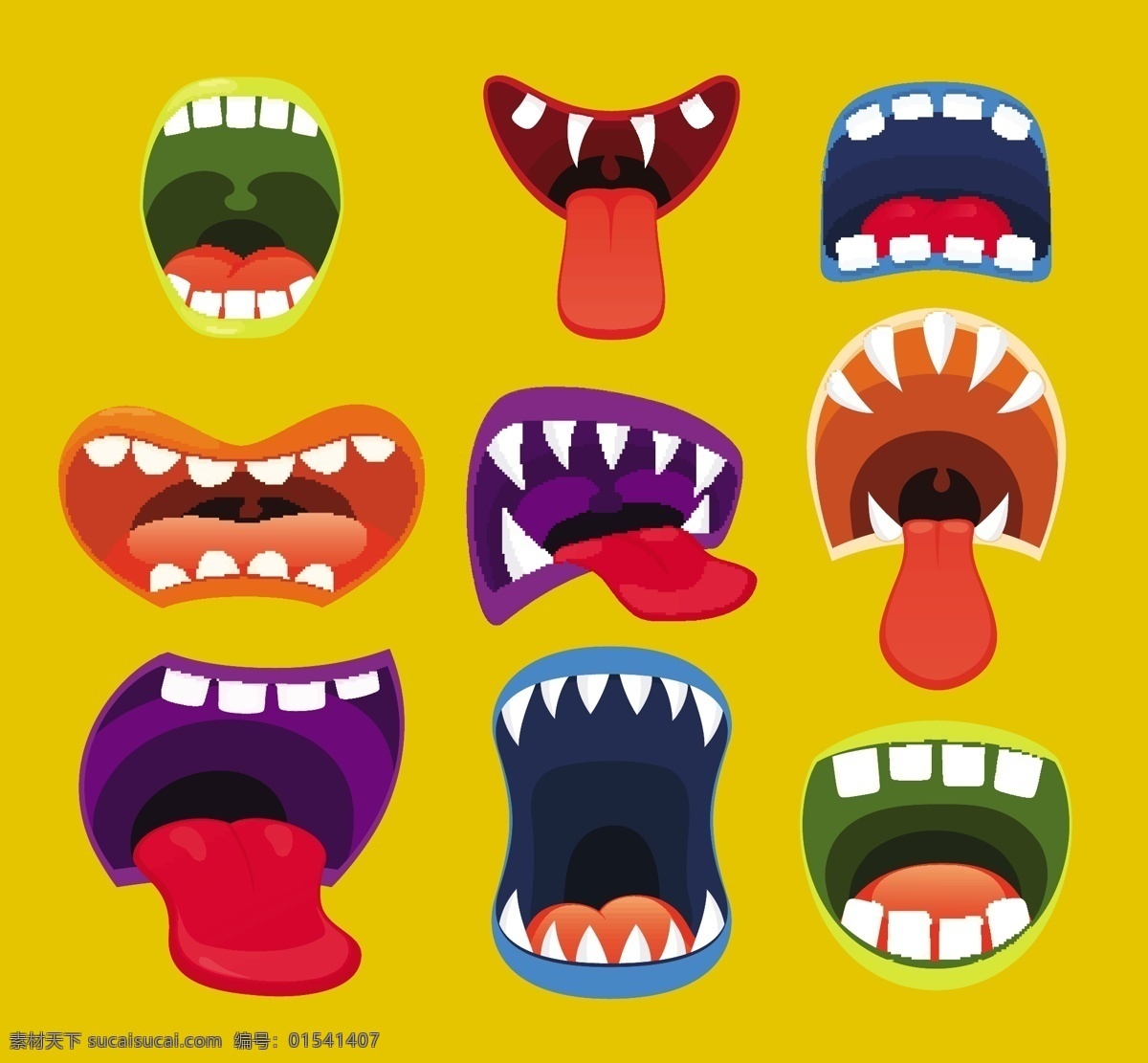 怪兽嘴巴 怪兽 怪物 插图 舌头 牙齿 嘴巴 大嘴 有趣 幽默 艺术 卡通 可爱 标志 元素 风格