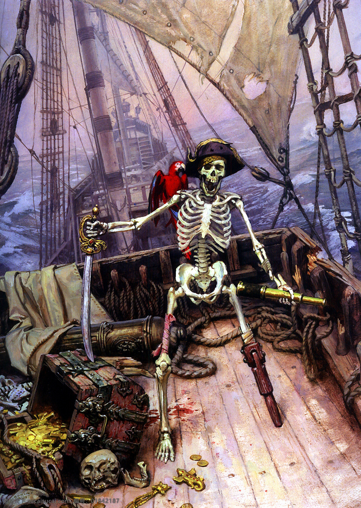 骷髅海盗 骷髅 海盗 船长 传说 恐怖 趣味 加勒比海盗 绘本 绘画书法 文化艺术