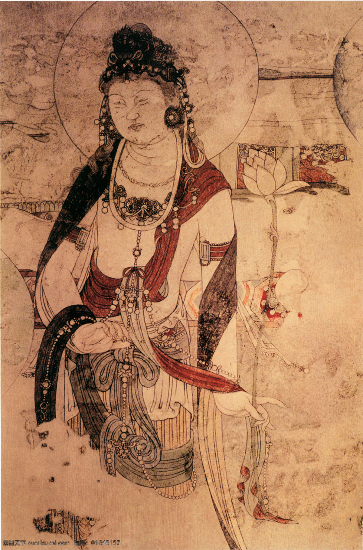 观世音 观世音像 神仙佛像 中国古画 设计素材 古典藏画 书画美术 棕色
