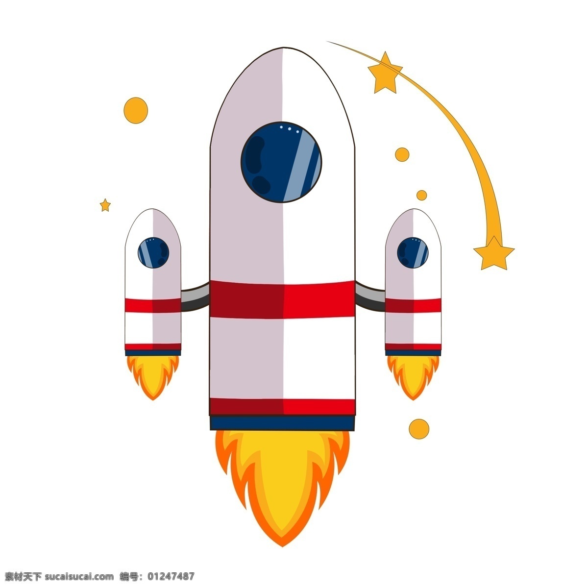 星星 航天 日 图案 插图 白色火箭插图 星星装饰 世界航天日 太空探测仪 一架火箭 火箭飞船 科学探测