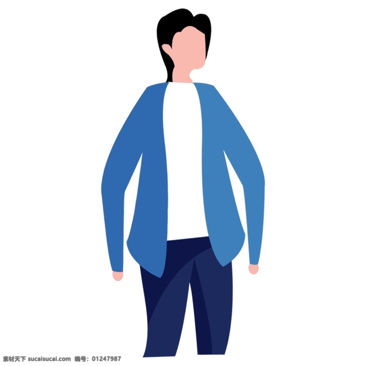 彩色 卡通 一个 走路 男孩 少年 男子 人物插画 精致人物 手绘元素