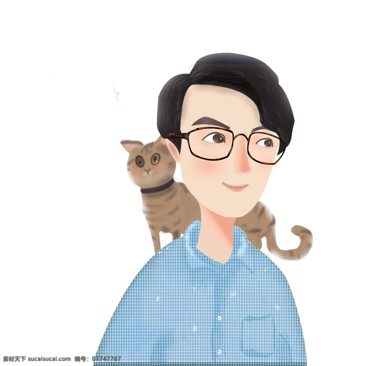 人和 猫 图案 元素 人和猫