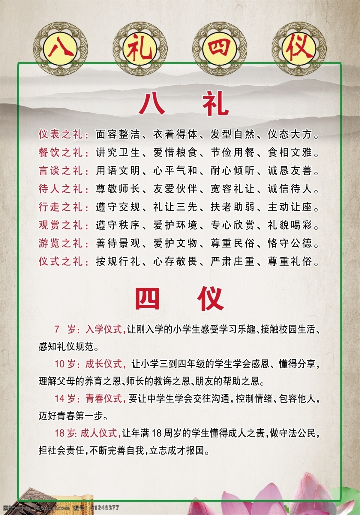 八礼四仪 校园文化 校园展板 八礼 四仪