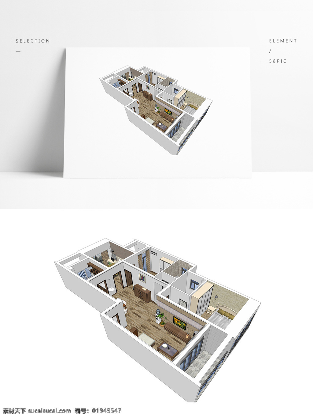 简约 风 su 全景 效果图 室内空间设计 住宅室内设计 样板房 透视 模型 3d模型 su模型 草图大师模型 家具模型