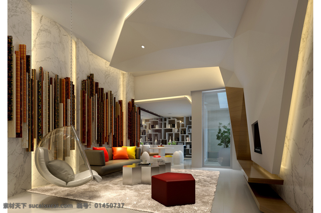 现代 时尚 客厅 亮 背景 墙 室内装修 效果图 白色地板 浅色地毯 客厅装修 红色凳子