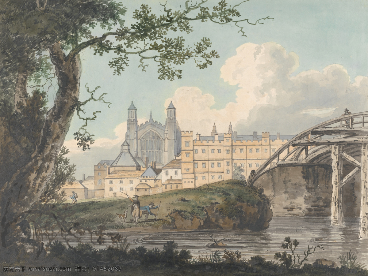 风景油画 托马斯 吉尔丁 油画作品 著名油画 国外油画 西方古典油画 油画 艺术 天空 白云 学校 桥梁 建筑 景观艺术 英国画家 托马斯吉尔丁 英国 耶鲁大学 艺术中心 绘画书法 文化艺术