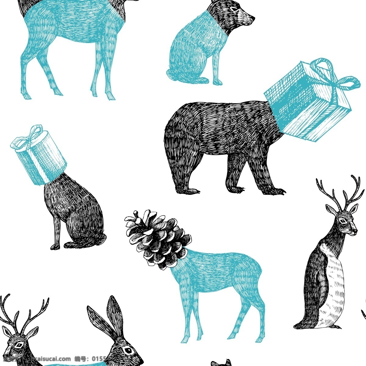 简约 创意 动物 圣诞 卡片 圣诞节 节日 矢量素材 设计素材 背景素材