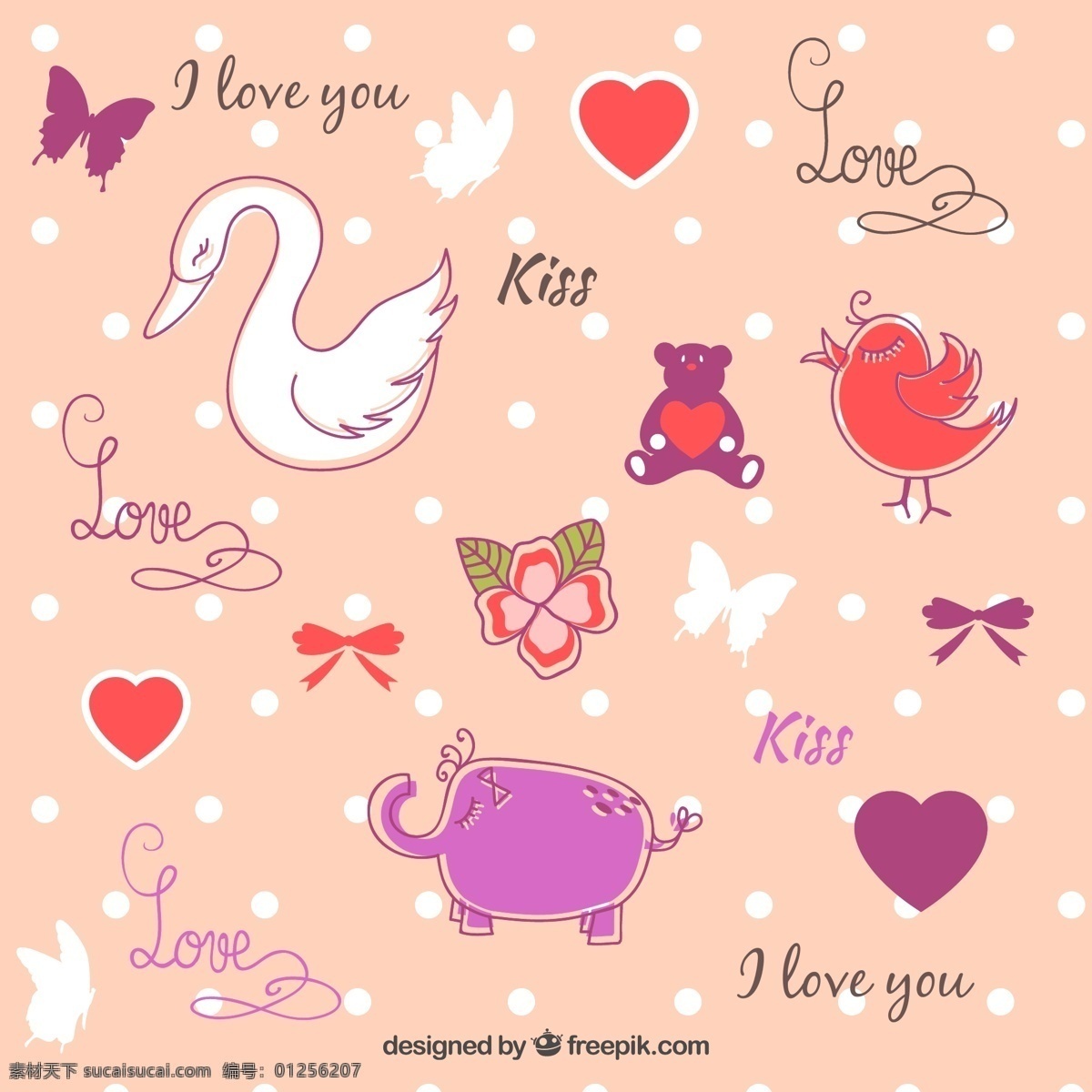甜蜜 情人节 插图 动物 浪漫 图标 高清 源文件