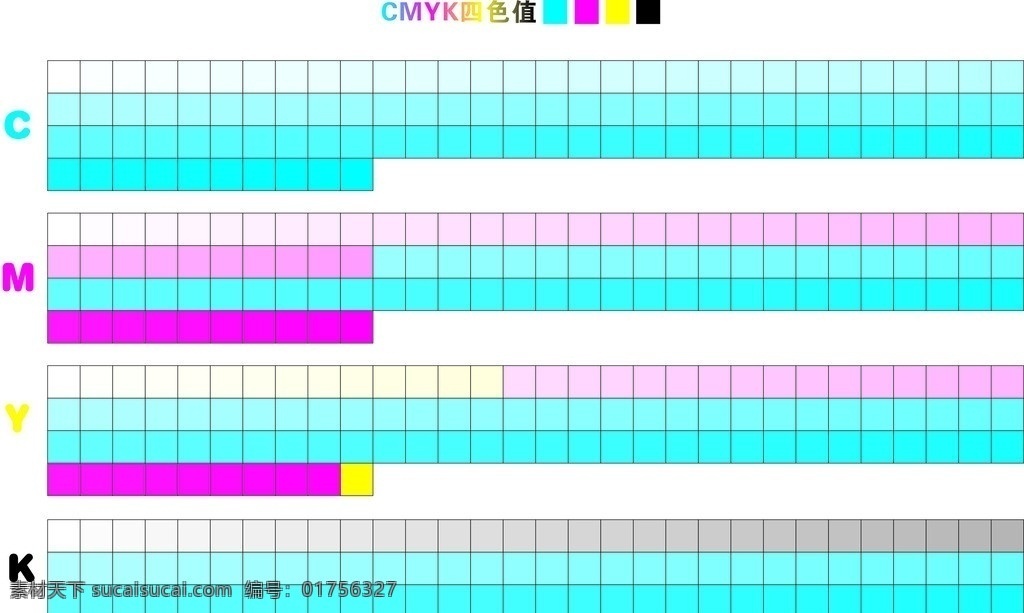 四 色 值 色卡cmyk 色卡 颜色值 标准色 印刷用色 四色值 表格 矢量