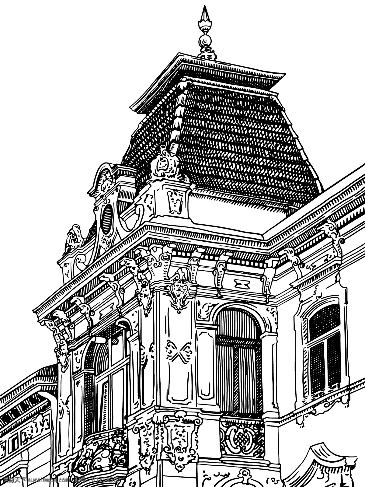 城市 建筑 风景 插画 模板下载 素描城市 风景速写 城建建筑插画 城市风景插画 风景素描 矢量插画 城市风光 空间环境 矢量素材 房产广告 白色