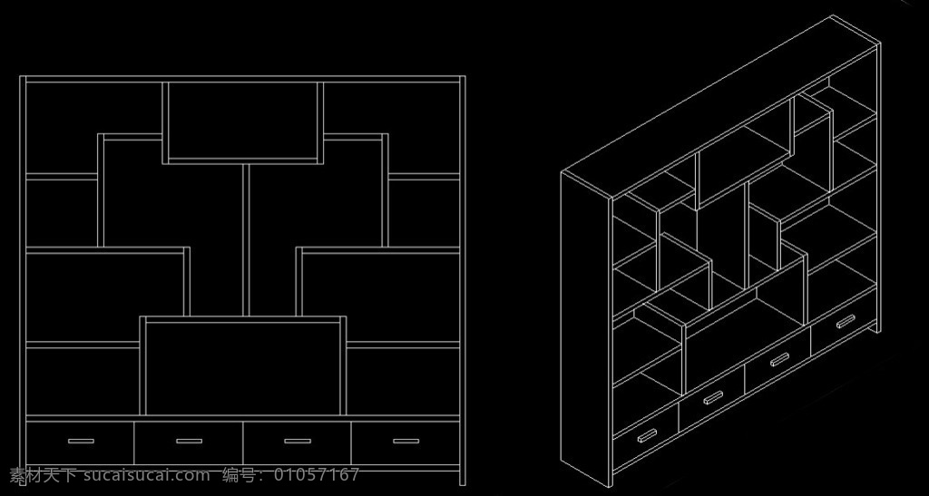 博古架 dwg格式 中式风格家具 cad 设计图 室内设计 环境设计 源文件 dwg