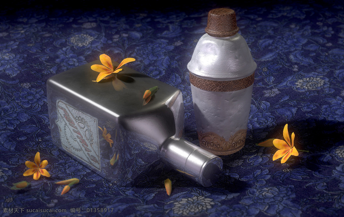 酒瓶 酒水 3d模型素材 酒瓶模型 欧式花纹 花纹 cg图 3d设计