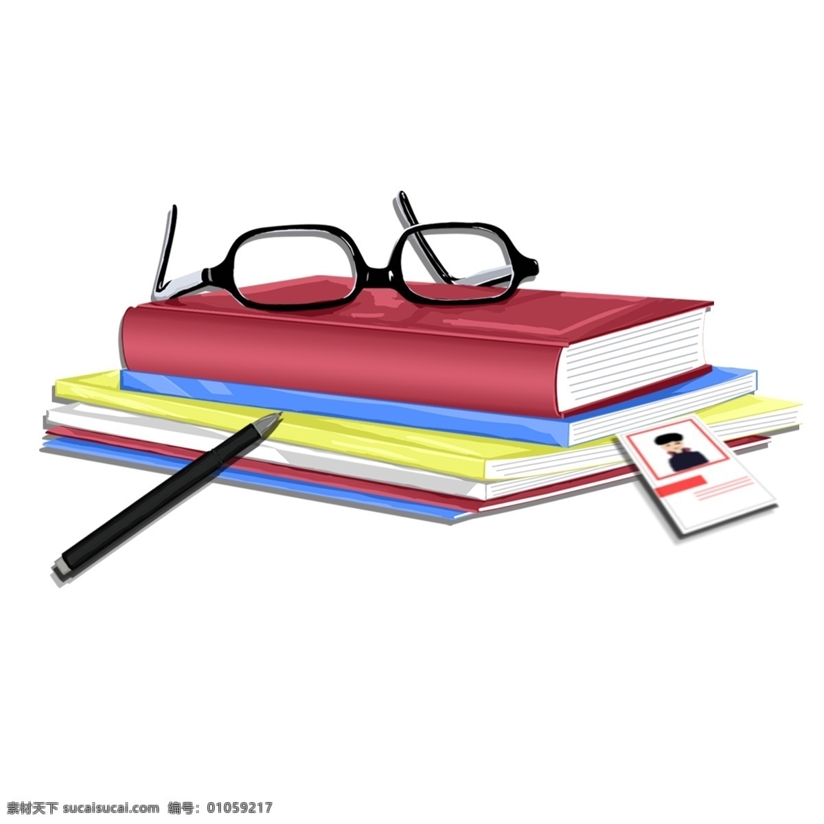 简约 课本 文具 装饰 元素 装饰元素 手绘 眼镜 铅笔 笔记本 知识