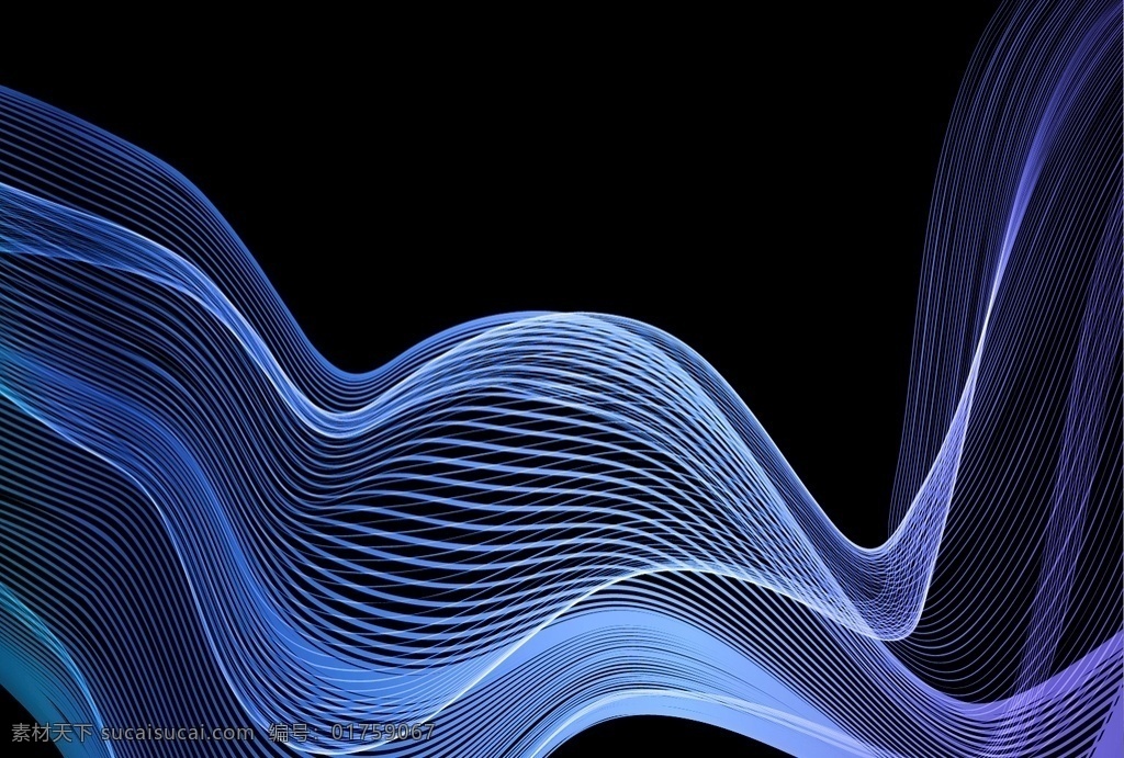 抽象 蓝色 波浪 矢量 线条