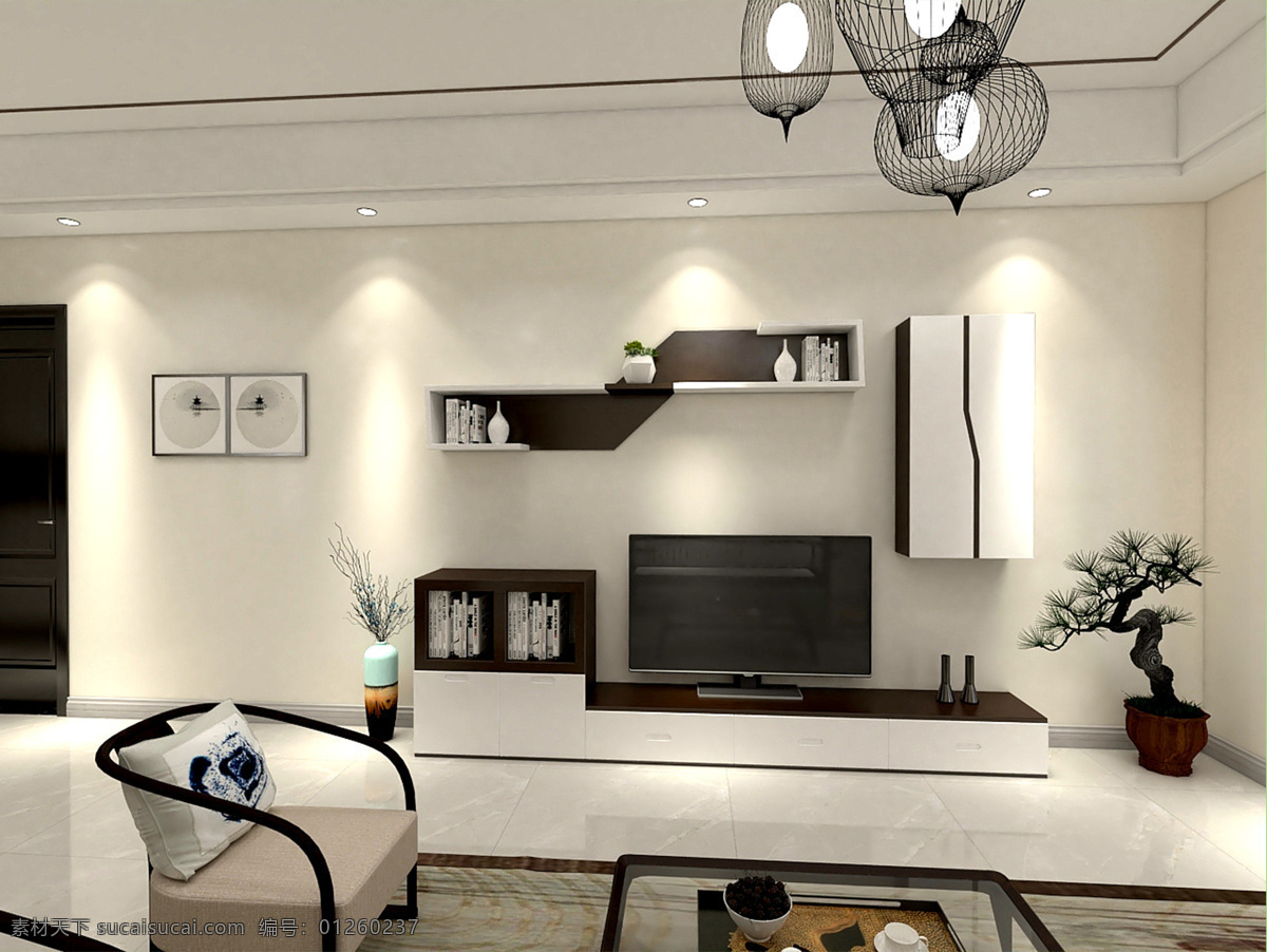 新中式电视柜 电视柜 客厅 新中式 个性 3d设计 3d作品