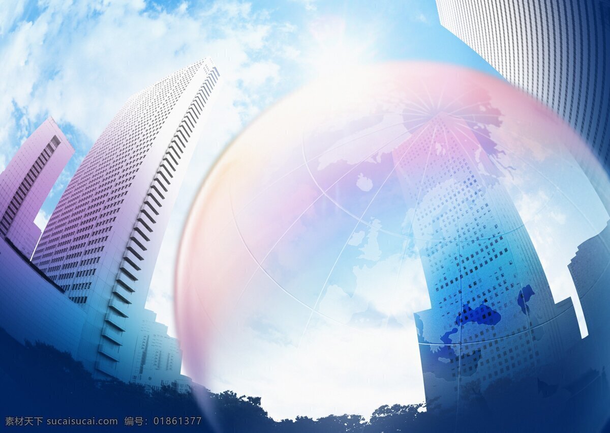 藍 色 城市 裡 大 廈 泡泡 金融 科技 環保 商務 商务金融