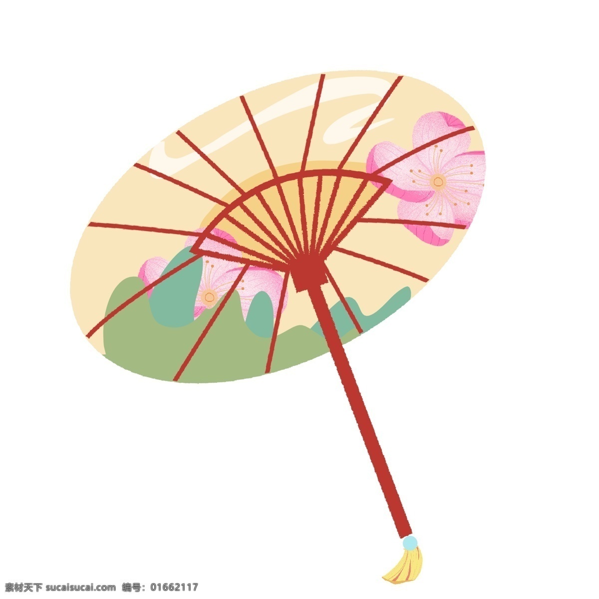 一把 荷花 油纸伞 元素 传统 生活用品 雨伞 设计元素 简约 手绘 手绘图案 装饰图案 元素设计 psd元素 伞图案