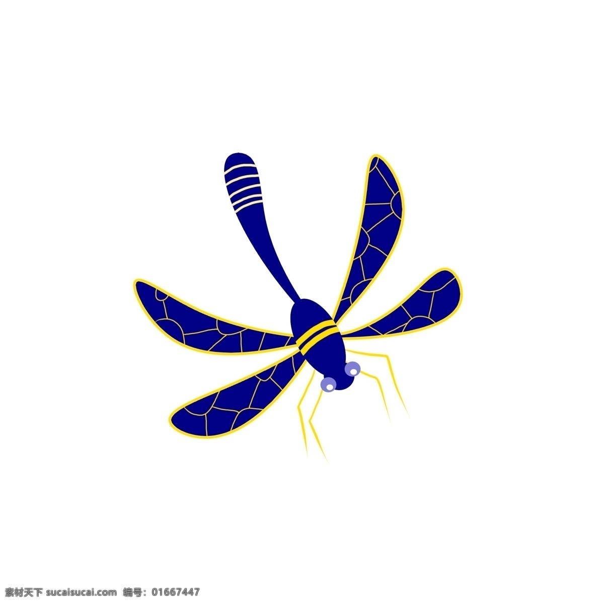 蓝色蜻蜓 蓝色 黄色线条 腿