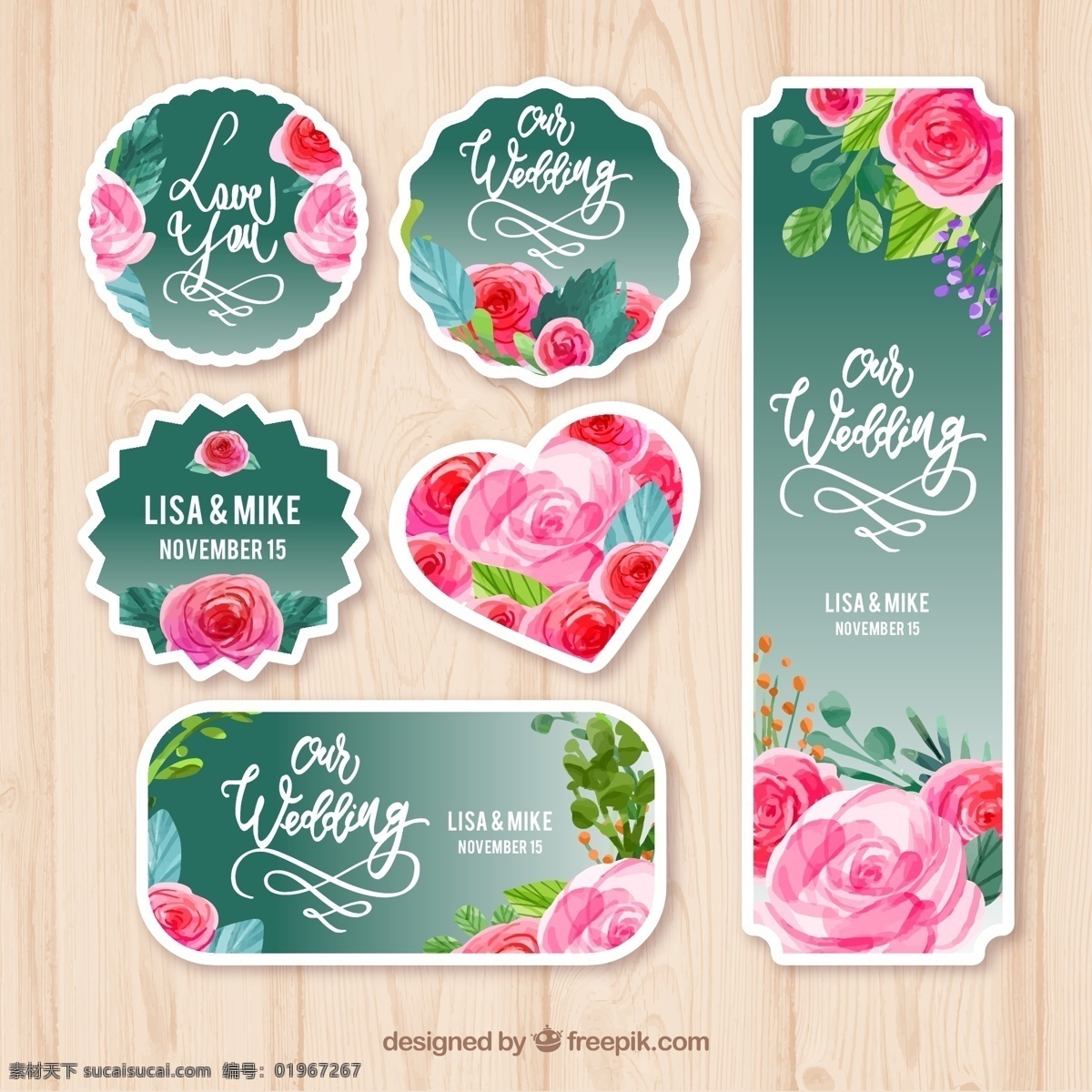 款 创意 玫瑰 婚礼 标签 矢量 玫瑰花 花卉 木板 标志图标 其他图标
