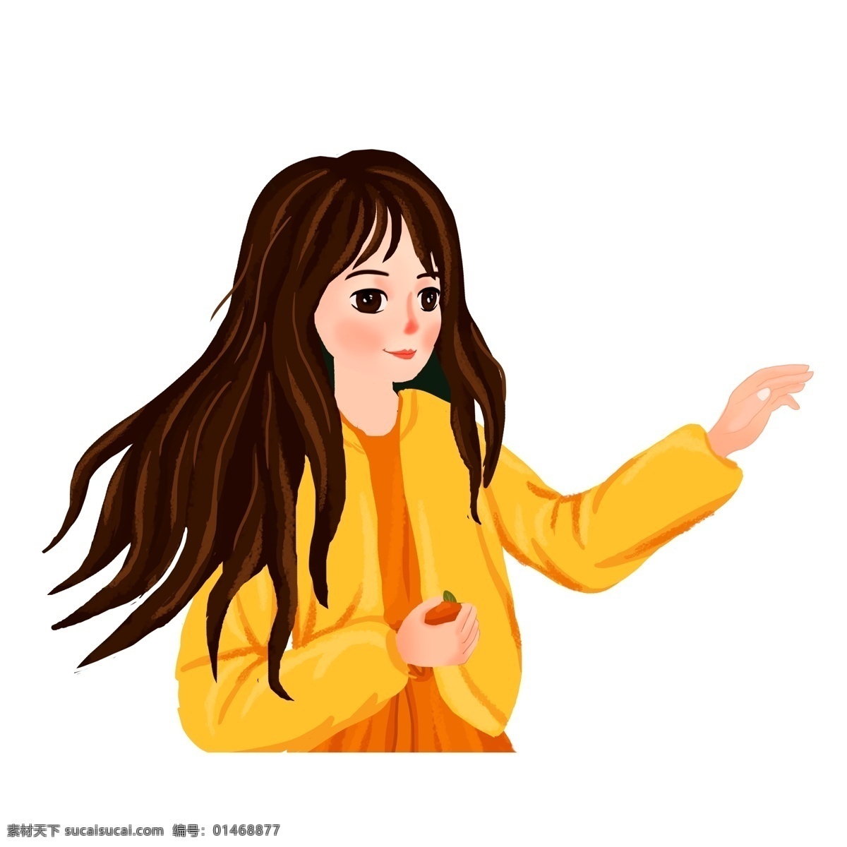颗 柿子 小 清新 女生 商用 元素 卡通 小清新 女孩 少女 插画设计 手绘 秋季人物设计