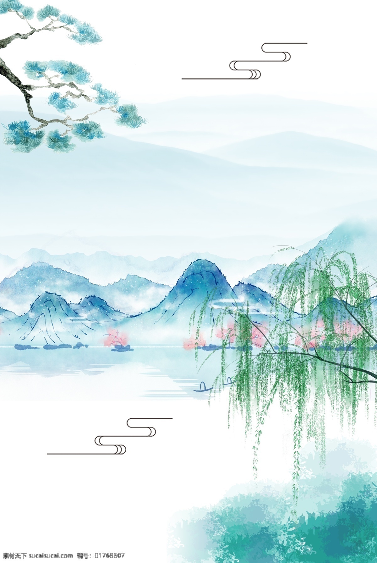 水墨 水墨画 水墨背景 山水 古风 山水墨图 古画装饰 山水画 青山绿水 古画山水 素材图 平面装饰 海报宣传 淡雅 绘画 中国画 重阳节 杨柳 柳树 背景 文化艺术 传统文化