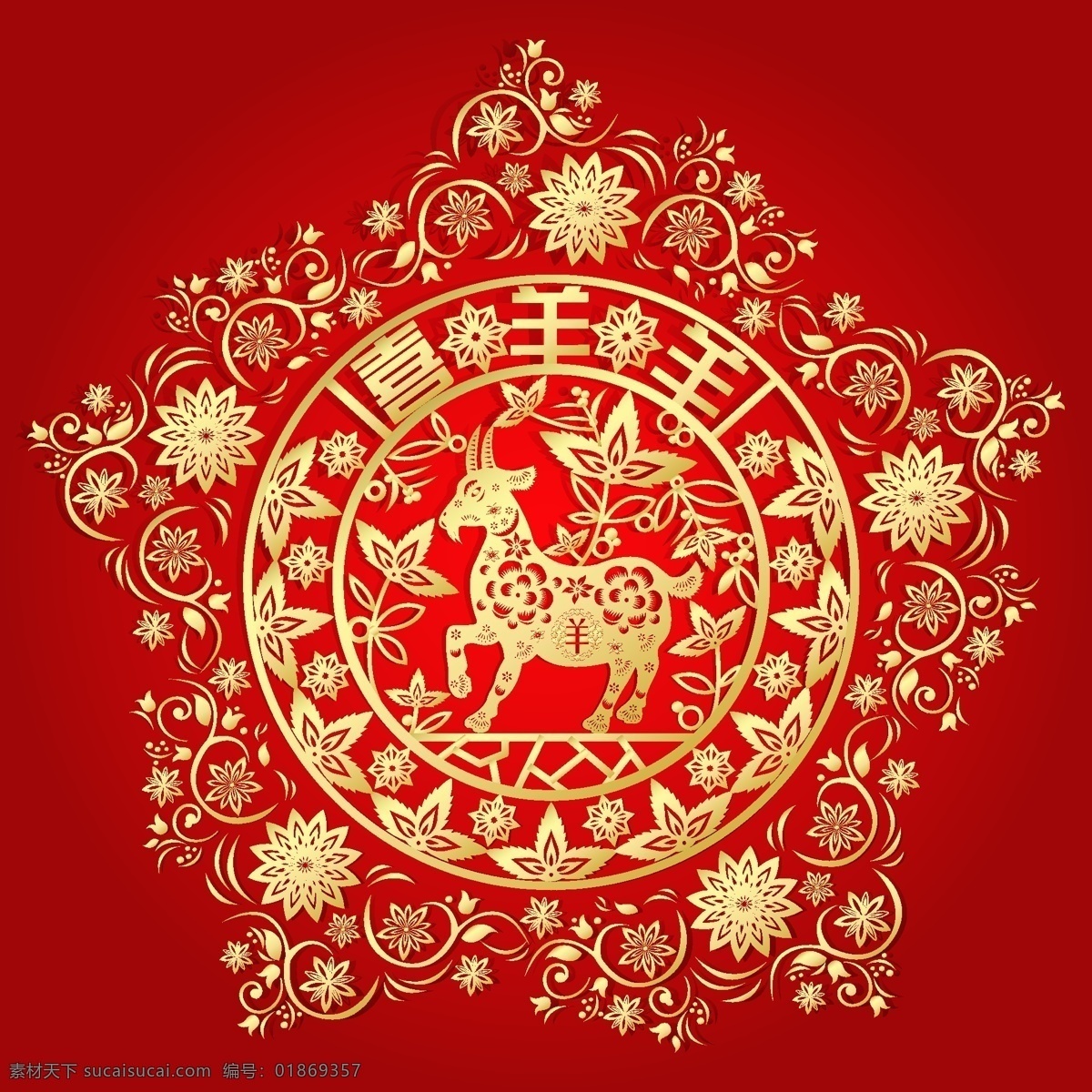 羊年 剪纸 春节 喜庆 新年 矢量图 花纹花边