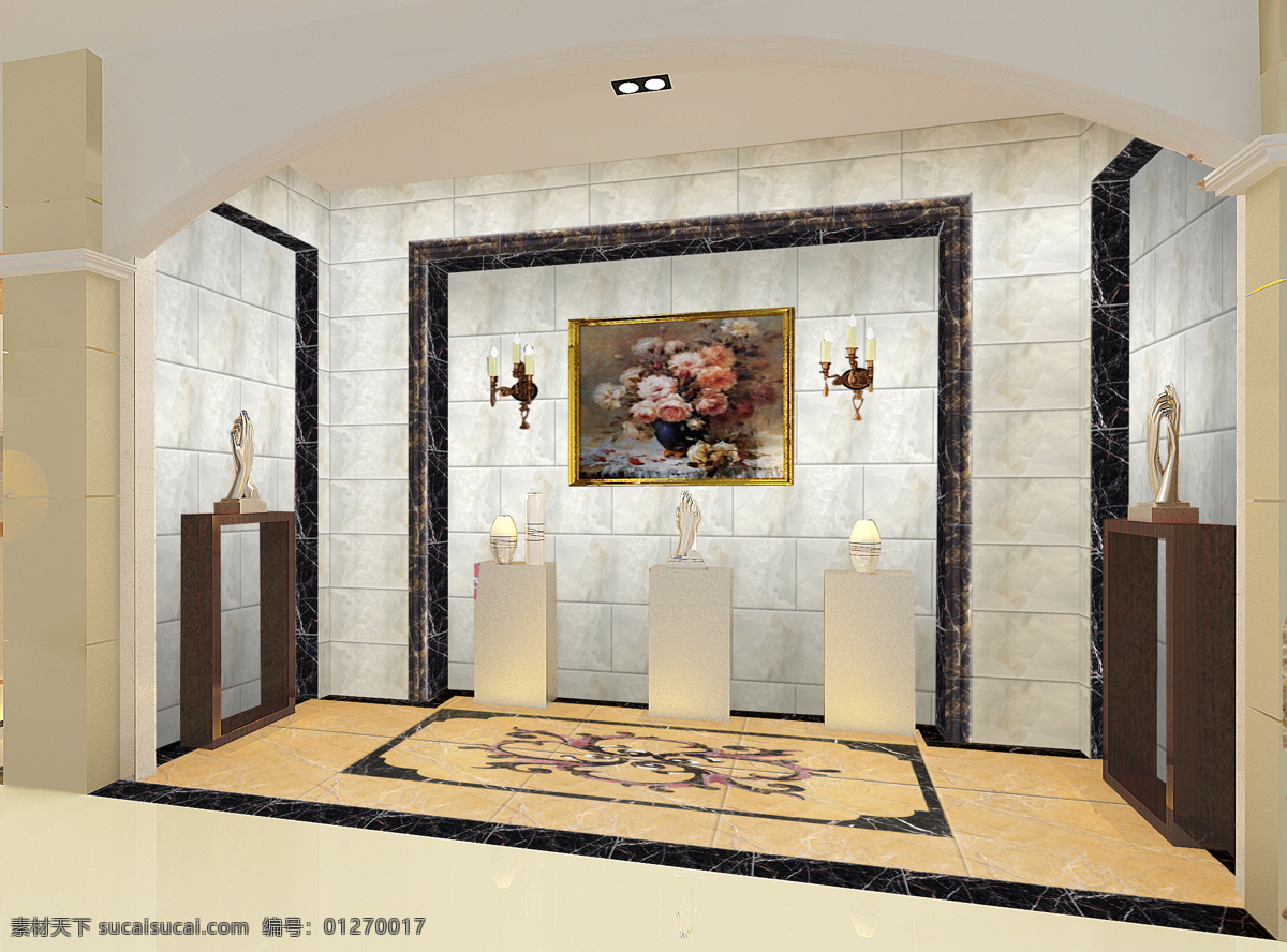 客厅 壁画 瓷砖 灯 环境设计 室内设计 陶瓷 装饰素材