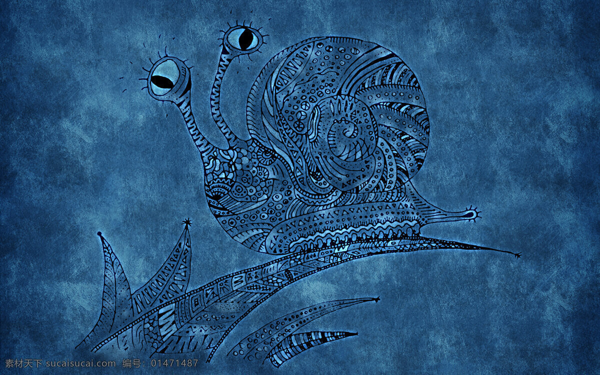 蓝色 蜗牛 背景 背景图片