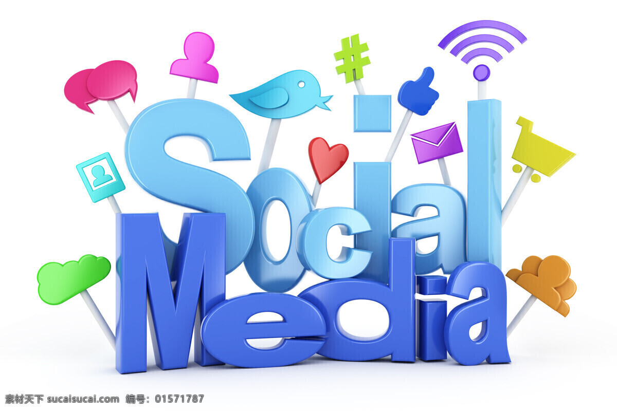 社交 媒体 立体 字 片 社交媒体 立体图标 手机应用图标 信息科技 通讯网络 现代科技