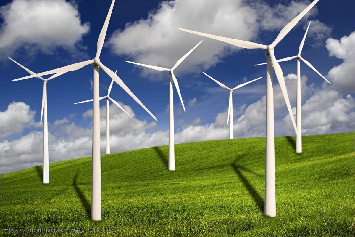 电力风车 风车 风力发电 绿色环保 绿色能源 绿色电力 蓝天 白云 草地 环保 大风车 工业生产 现代科技 自然风光 可再生能源 自然景观 现代工业 再生能源 环保能源