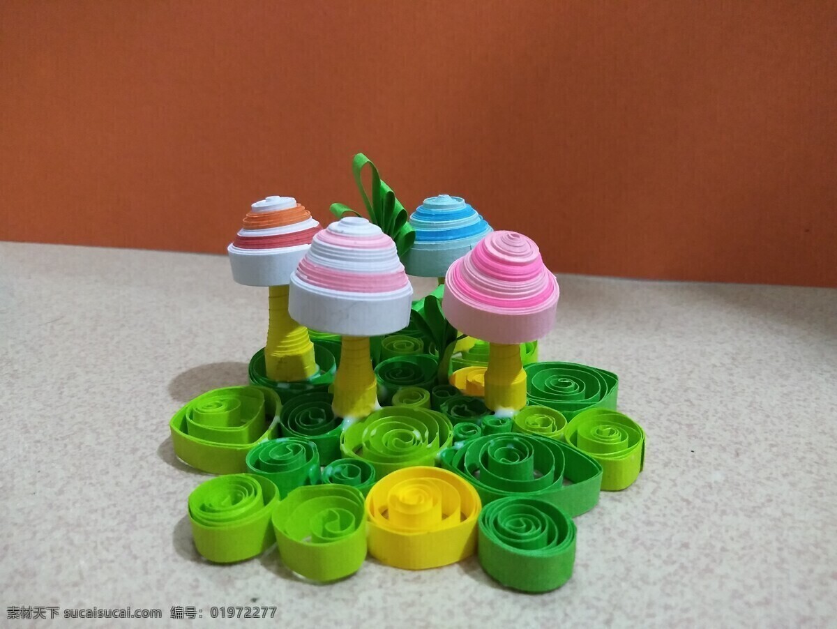 衍纸丛林蘑菇 衍纸 丛林 蘑菇 手工 制作
