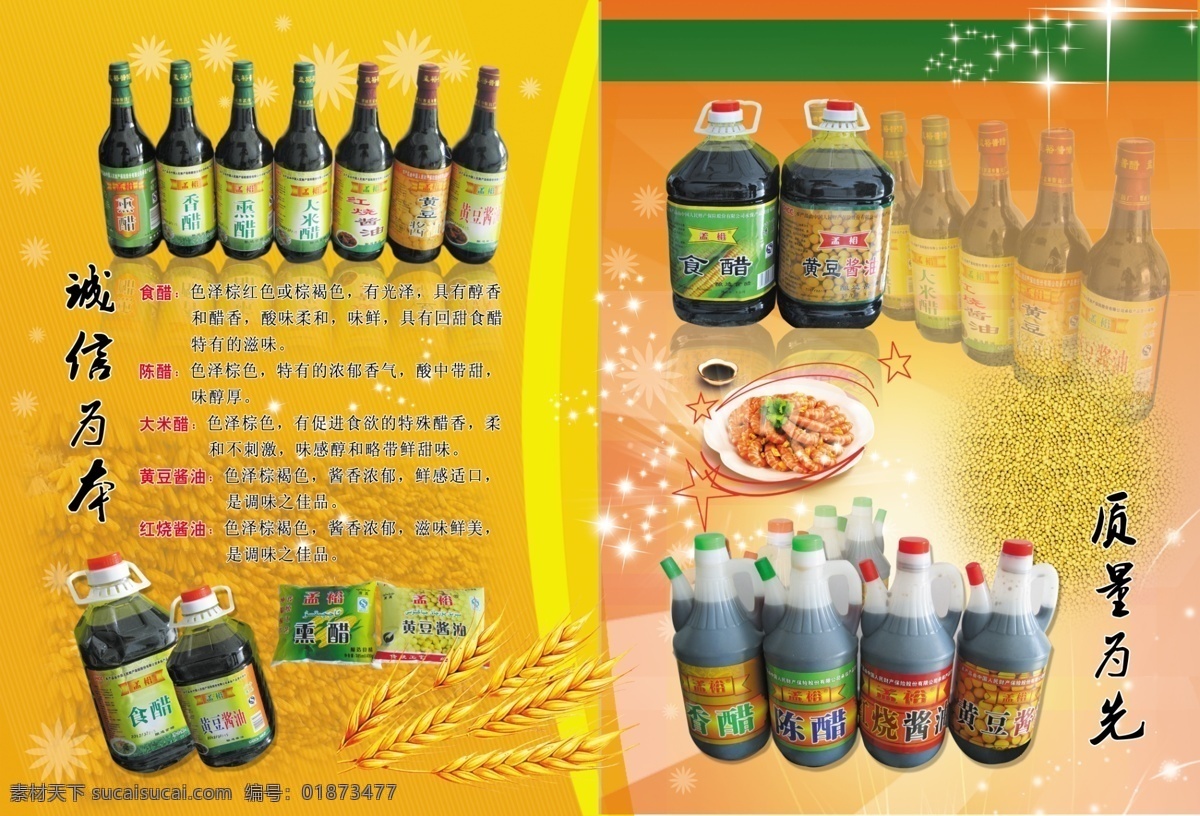 酱醋宣传册 调料 食醋 陈醋 大米醋 黄豆酱油 红烧酱油 画册设计 广告设计模板 源文件