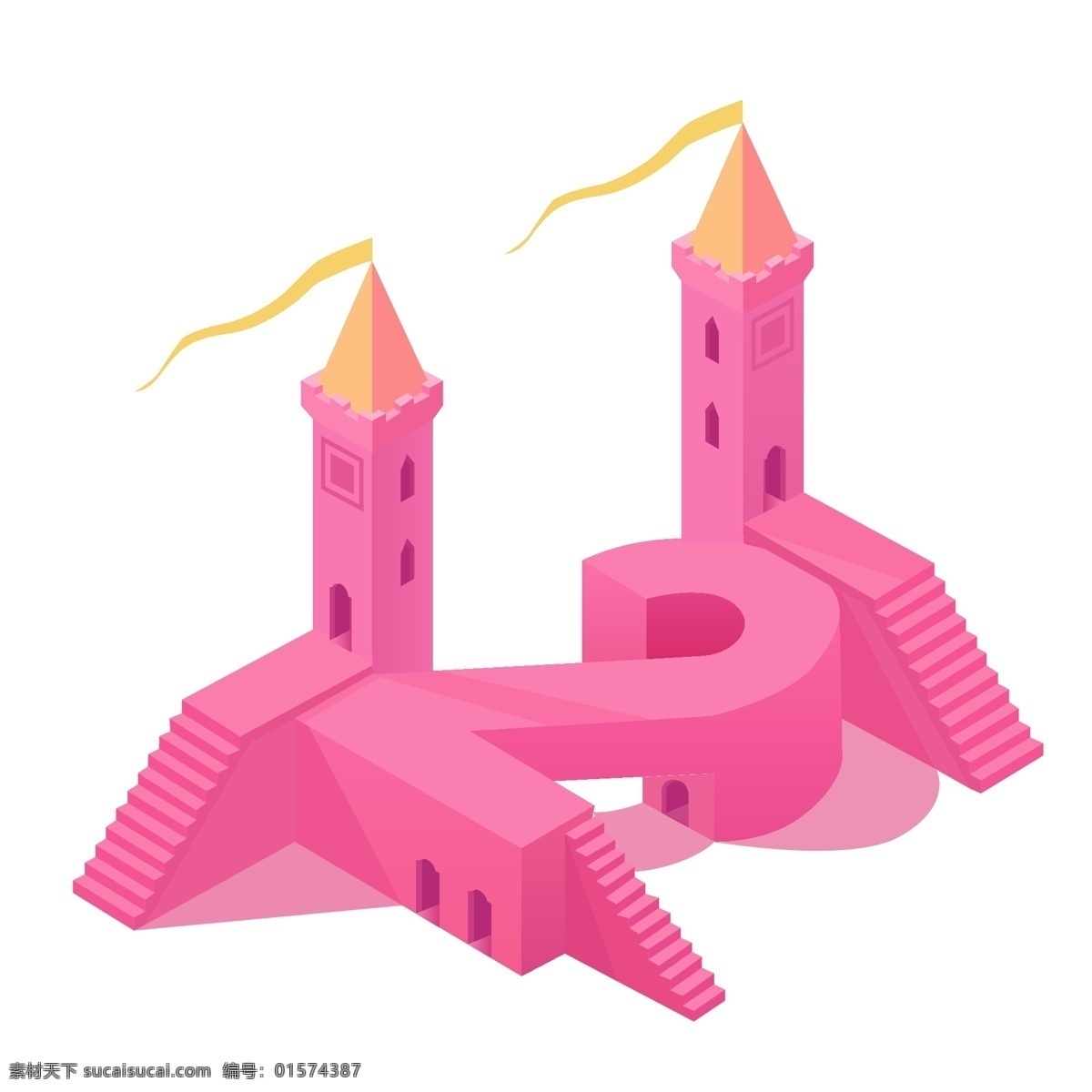 d 城堡 建筑 粉色 2.5d 梦幻