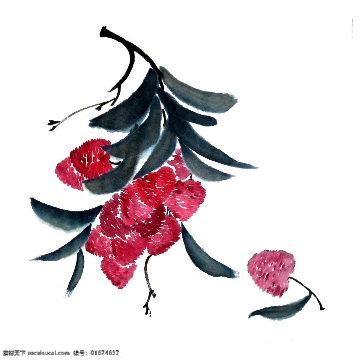 荔枝 水果 妃子 笑 鲜果 水墨 国画 妃子笑 甜蜜 美味 夏日 柔软 成熟 芳香 夏天 清凉夏日 好日子 静物风格 幸福生活 解暑 垂涎欲滴
