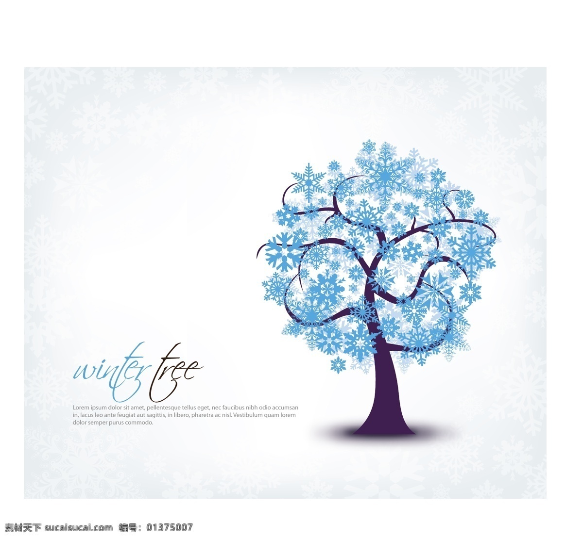 雪花 大树 创意 冬天 矢量图