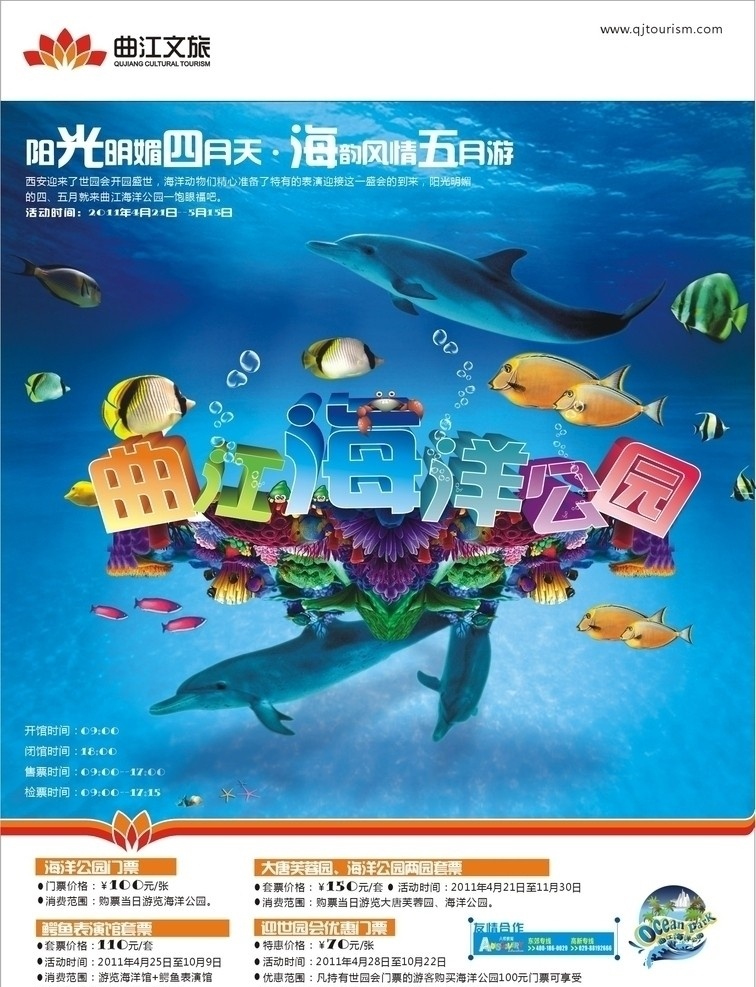 海洋馆 宣传单 页 海洋公园 海豚 大海 dm宣传单 矢量