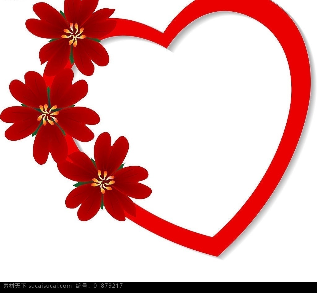 红色花朵心形 心形 花纹 爱情 花朵 情人节 红心 花 节日素材 源文件库