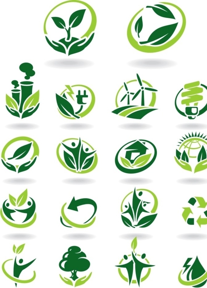 绿色标志 绿色环保 logo 线条 小人 绿叶 树叶 标志 小图标 标识标志图标 绿色 环保