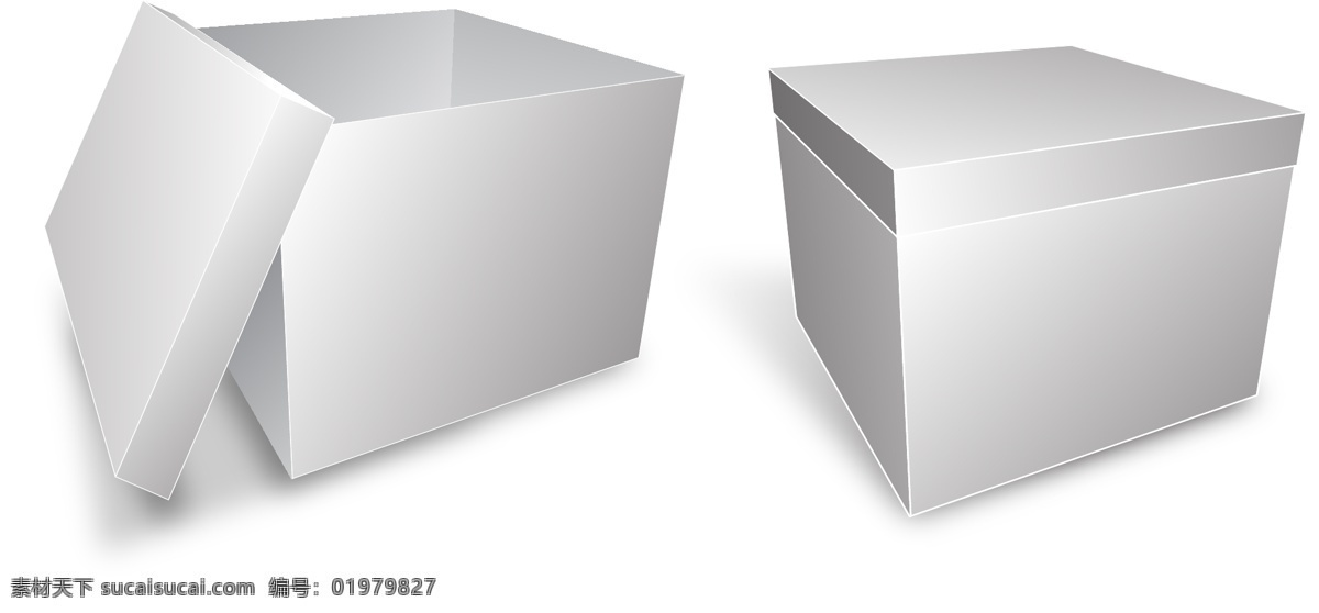 立体 盒子 灰色 白色