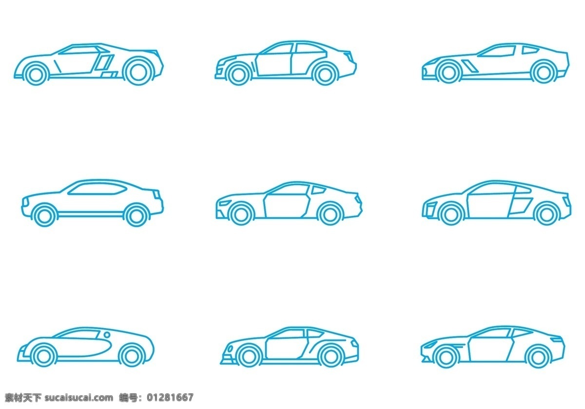 汽车线条 线稿 矢量汽车 线条汽车 汽车线稿