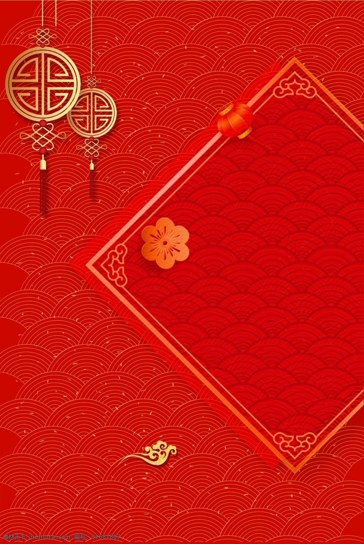 2019 传统 中国 风 猪年 背景 红色 喜庆 花朵 背景图 创意 中国结 新年背景 广告背景 手绘背景 通用背景 psd背景 促销背景 背景展板图