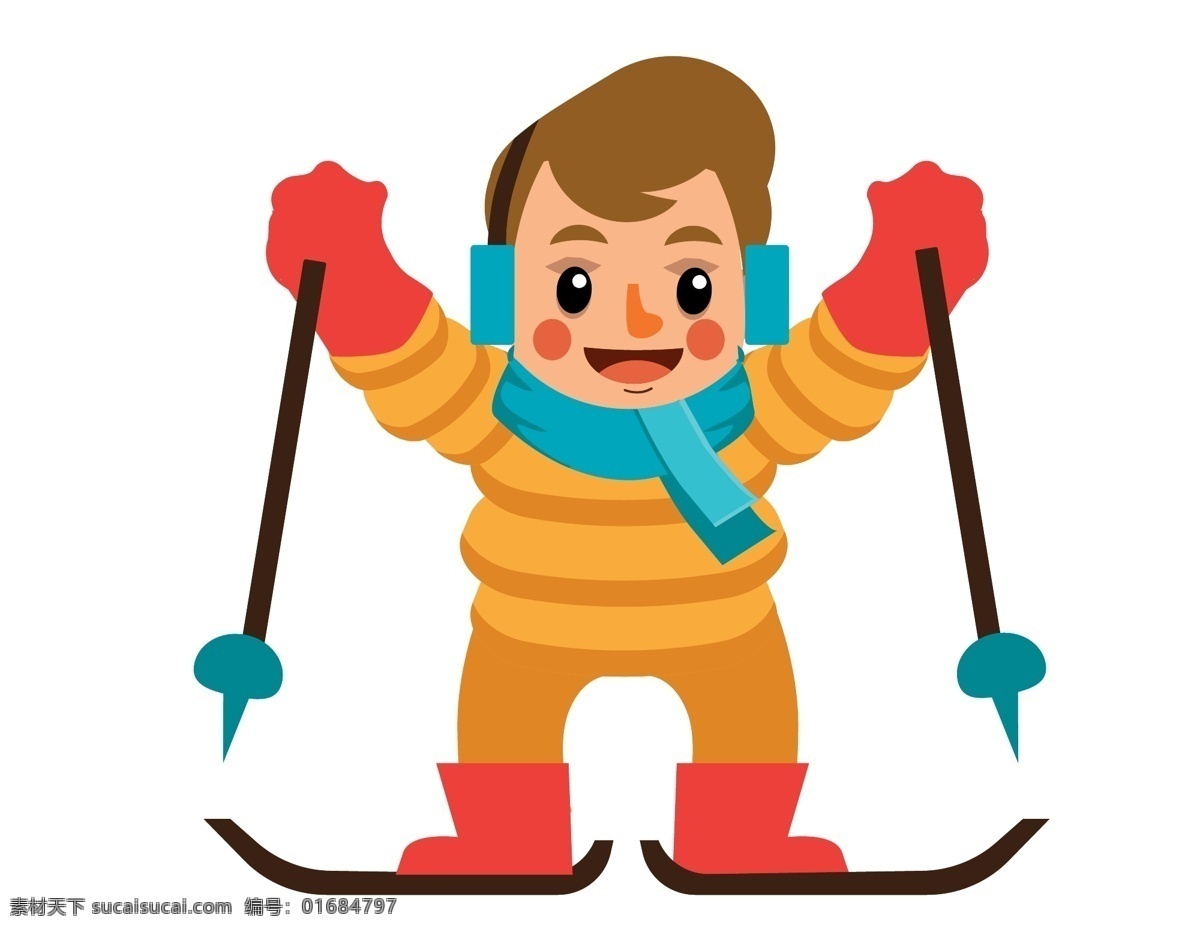 卡通 冬季 滑雪 元素 简约 运动 手绘 装备 围巾 ai元素 矢量元素