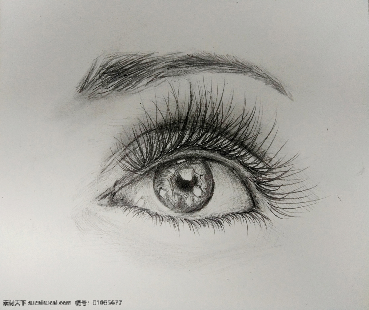 手绘眼睛 向上看的眼睛 素描 大眼 眼睫毛 眼 文化艺术 绘画书法