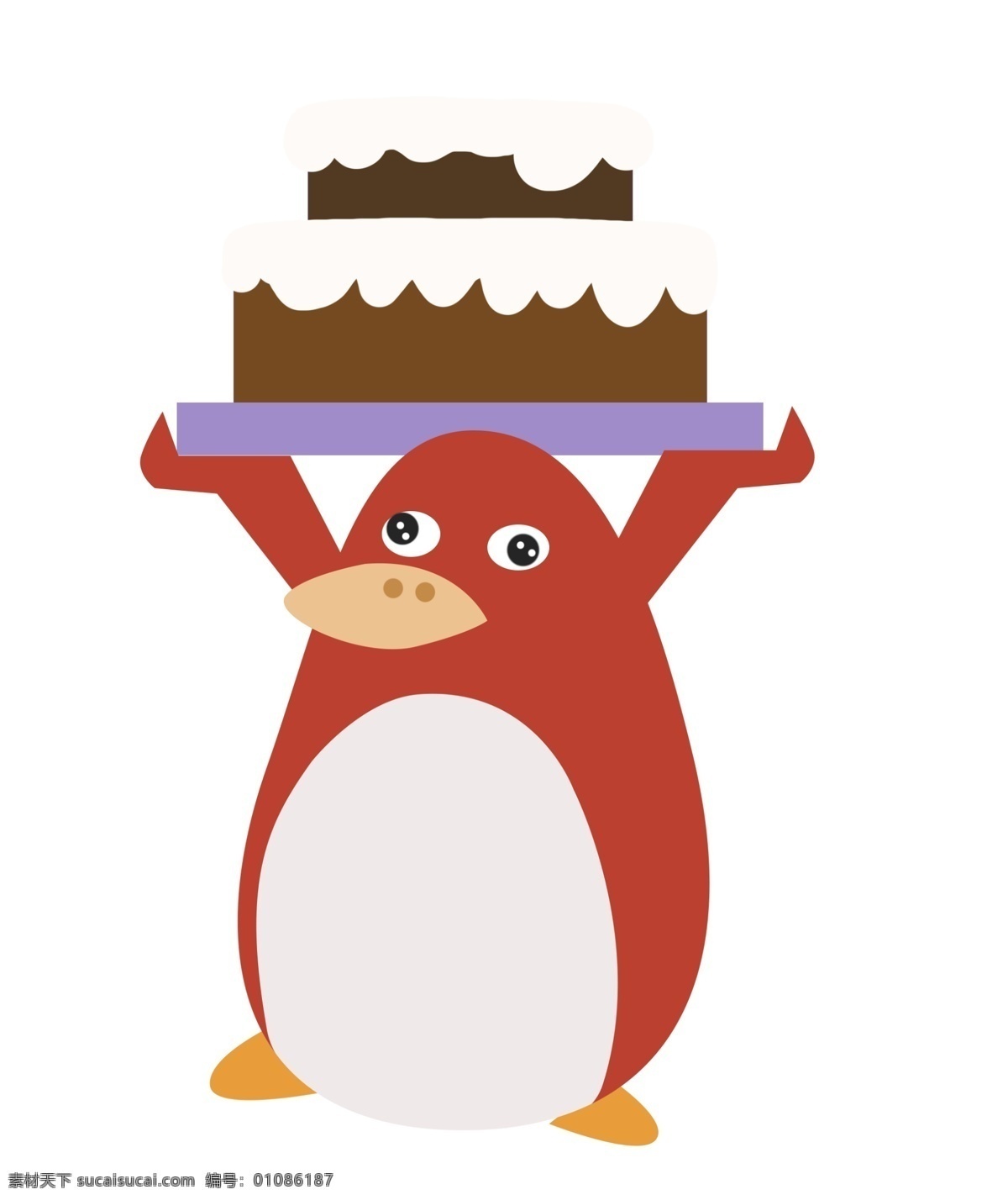 举 生日蛋糕 企鹅 庆祝 动物